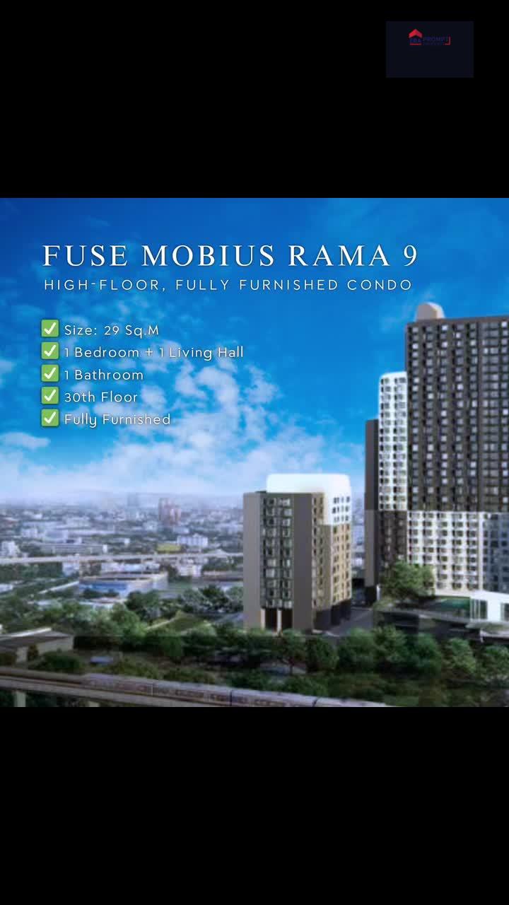 📍 ให้เช่า! คอนโด Fuse Mobius พระราม 9 – ชั้น 30 วิวเมือง เฟอร์ครบ พร้อมเข้าอยู่ - video